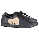 Palm Angels New Teddy Bear Tennis Sneakers in Black Leather