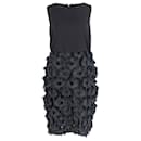 Max Mara Atelier Feather Embellished Dress in Black Triacetate