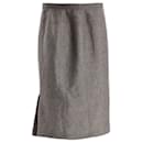Max Mara Midi Skirt in Grey Linen