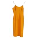 Victoria Beckham Spaghetti Strap Dress in Yellow Cotton