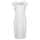 Roland Mouret Jeddler Square-Neck Crepe Sheath Dress in White Polyester