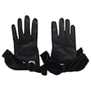 Alexander McQueen Bow Detail Gloves in Black Leather - Alexander Mcqueen