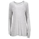 Alexander Wang Striped Long Sleeve T-Shirt in Grey Polyester