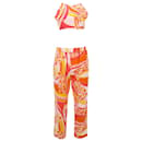 Emilio Pucci Lilly Halterneck Backless Crop Top and Pants Set in Multicolor Cotton