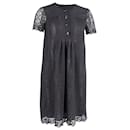 Anna Sui Semi Shear Lace Mini Dress in Black Cotton 