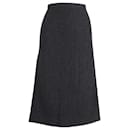 Joseph Herringbone Midi Skirt in Grey Wool 