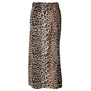 Ganni Bow Detail Leopard Print Midi Skirt in Brown Silk