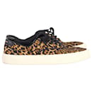 Saint Laurent Venice Leather-Trimmed Sneakers in Animal Print Canvas 