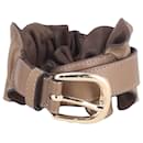 Sandro Ruffled Belt in Brown Leather