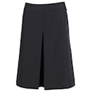 Prada Pleated A-Line Knee Length Skirt in Black Polyester