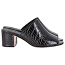 Tory Burch Martine Mules mit Krokodileffekt aus schwarzem Leder