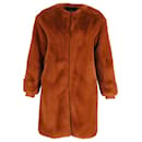 Maje Gemila Faux-Fur Coat in Brown Polyester