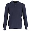 a.P.C. Long Sleeve Polo Shirt in Navy Blue Wool - Apc