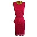 Joseph Ribkoff Damen Vintage-Kleid mit Schößchen aus Spitze in Rosa UK 10 US 6 EU 38