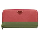 Large Saffiano Leather Round-Zip-Wallet Red - Prada