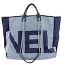 Deauville Shopping Tote Two-Way Raffia Navy Blue - Chanel