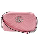 Bolsa transversal GG rosa claro Marmont couro matelassê - Gucci