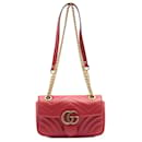 Bolsa de ombro de couro vermelho Marmont Mini GG - Gucci