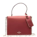 Red Leather Studs Shoulder Bag - Valentino Garavani