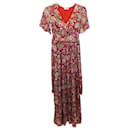 Ba&sh Vestido longo com estampa floral Jessy em seda vermelha - Ba&Sh
