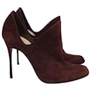 Christian Louboutin Dugueclina 100 Ankle Booties in Burgundy Suede