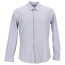 Salvatore Ferragamo Camisa listrada de botões em algodão azul claro