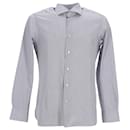 Ermenegildo Zegna Checked Button-down Dress Shirt in Grey Cotton