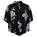 MCQ by Alexander McQueen Hemd mit Blumendruck vorne zum Binden aus schwarzem Polyester - Autre Marque