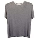 Camiseta con cuello redondo a rayas en rayón gris de Saint Laurent