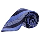 Ermenegildo Zegna Striped Print Necktie in Blue Silk