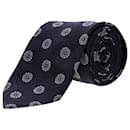 Ermenegildo Zegna Round Pattern Necktie in Navy Silk