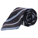 Ermenegildo Zegna Striped Pattern Necktie in Navy Silk