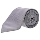 Ermenegildo Zegna Checked Pattern Necktie in Silver Silk