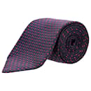 BOSS Hugo Boss Square-Patterned Necktie in Navy Blue Silk