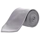 Lanvin Square-Patterned Necktie in Silver Silk