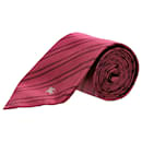 Burberry Cravate Rayée en Soie Rouge