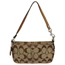 Coach Signature Logo Mini Wristlet in Brown Canvas and Leather