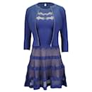 Alaia Sleeveless Sheer Panel Dress w/ Front Zip Jacket in Blue Viscose - Alaïa