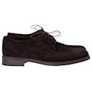 Ermenegildo Zegna Lace-Up Derby Shoes in Brown Suede