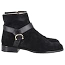 Carolina Herrera Leather-Trim Ankle Boots in Black Suede