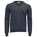 Maison Margiela V-Neck Long Sleeve Sweater in Blue Grey Wool - Maison Martin Margiela