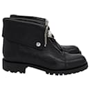 Alexander McQueen Folded Overlay Zip Ankle Boots in Black Leather - Alexander Mcqueen