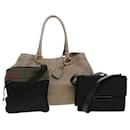 PRADA Shoulder Bag Hand Bag Leather Nylon 3Set Black Gray Auth am4509 - Prada