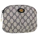 GUCCI GG Canvas Pouch PVC Leather Grey Navy 378.039.4492 auth 44420 - Gucci