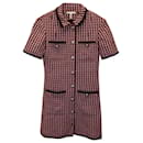 Maje Renalt Tweed-Hemdkleid aus roter recycelter Baumwolle