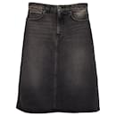 Balenciaga A-line Midi Denim Skirt in Dark Grey Cotton