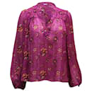 Ulla Johnson Arnoux Floral Print Blouse in Purple Silk
