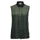 Ärmellose Bluse mit Polka Dot-Print von Marni aus olivgrüner Seide