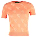  Lauren Ralph Lauren Monogram Jacquard Short Sleeve Top in Orange Cotton