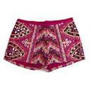 Manoush étnico hippie Magenta púrpura bordado pantalones cortos vacaciones de verano sz 36